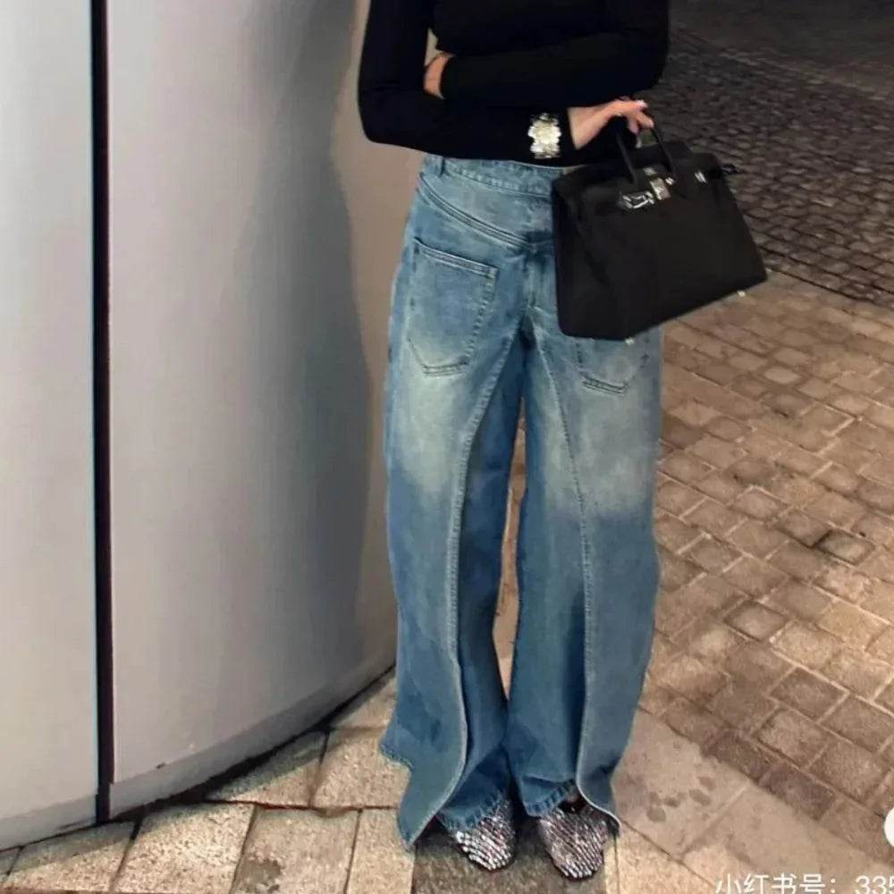 Women’s TWOTWINSTYLE Spliced Zipper Jeans – Stylish & Unique - MODISH X