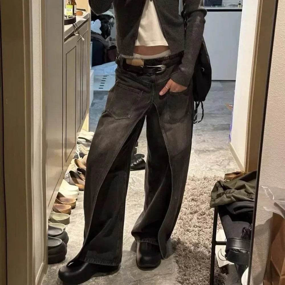 Women’s TWOTWINSTYLE Spliced Zipper Jeans – Stylish & Unique - MODISH X