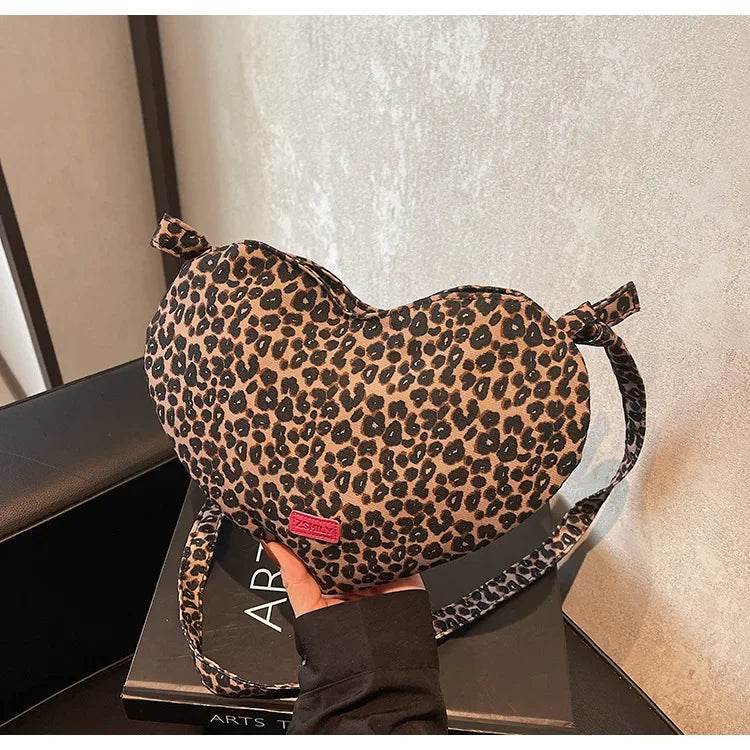 Women’s Trendy Heart Leopard Print Crossbody Bag – Stylish & Chic - MODISH X
