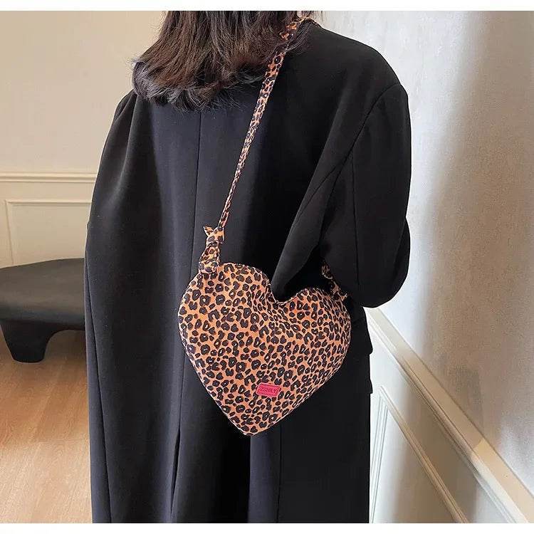 Women’s Trendy Heart Leopard Print Crossbody Bag – Stylish & Chic - MODISH X