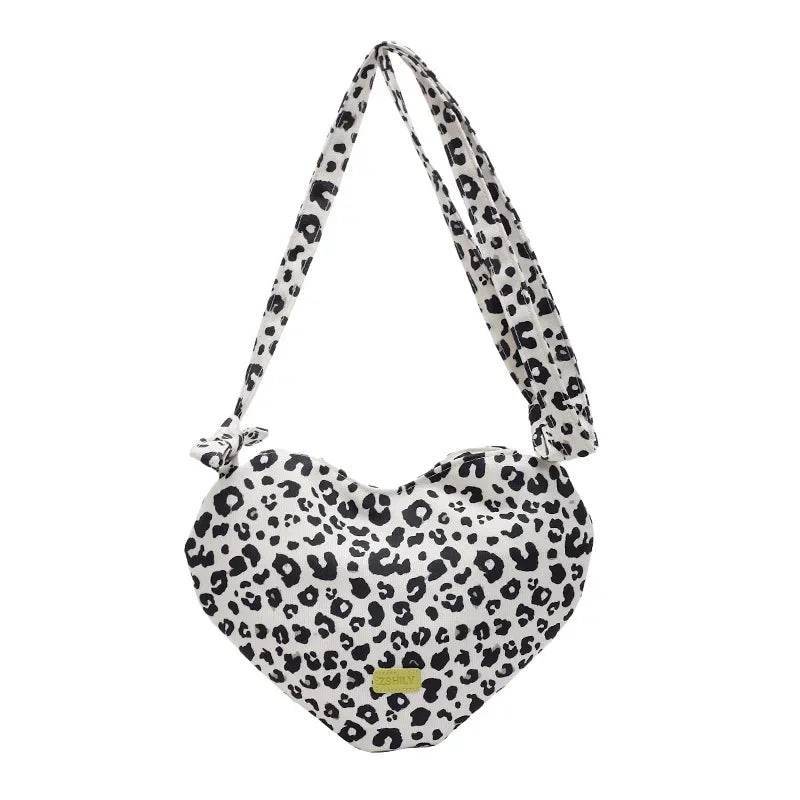 Women’s Trendy Heart Leopard Print Crossbody Bag – Stylish & Chic - MODISH X