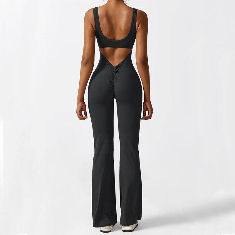 Women’s Sleeveless Flare Jumpsuit – Stylish Yoga & Fitness Wear - MODISH X