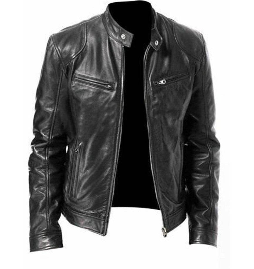 Men’s Fleece-Lined Leather Zipper Coat – Warm, Stylish, & Waterproof - MODISH X