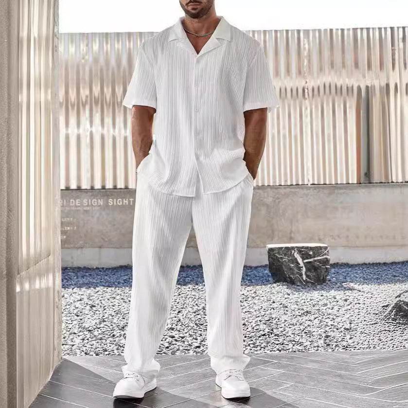 White Casual Dress Suit – Stylish 2 Piece Shirt & Trousers Set - MODISH X