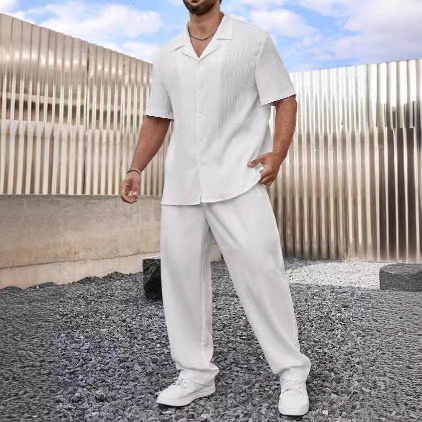 White Casual Dress Suit – Stylish 2 Piece Shirt & Trousers Set - MODISH X