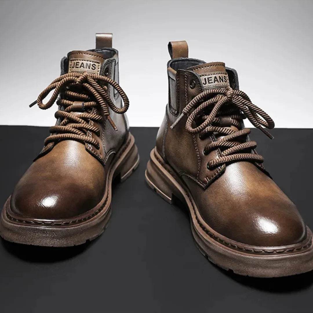 Men’s Genuine Leather Cowhide Work Boots – Durable Outdoor Style Shoes - MODISH X