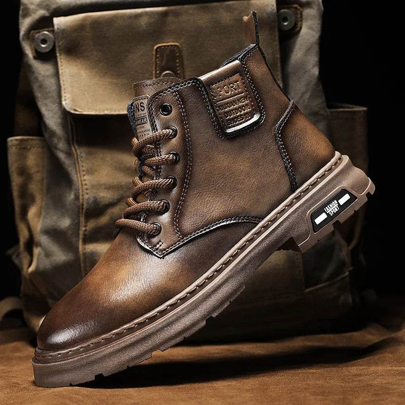 Men’s Genuine Leather Cowhide Work Boots – Durable Outdoor Style Shoes - MODISH X