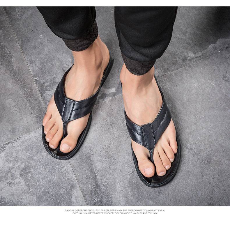 Men's Summer Flip-flops Leather Flip-flops Beach Slippers - MODISH X