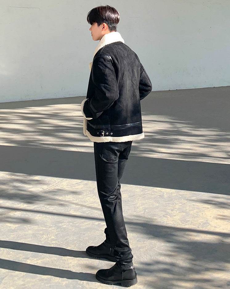 Men’s Wool Black Jacket – Stylish Lamb Wool Outerwear - MODISH X