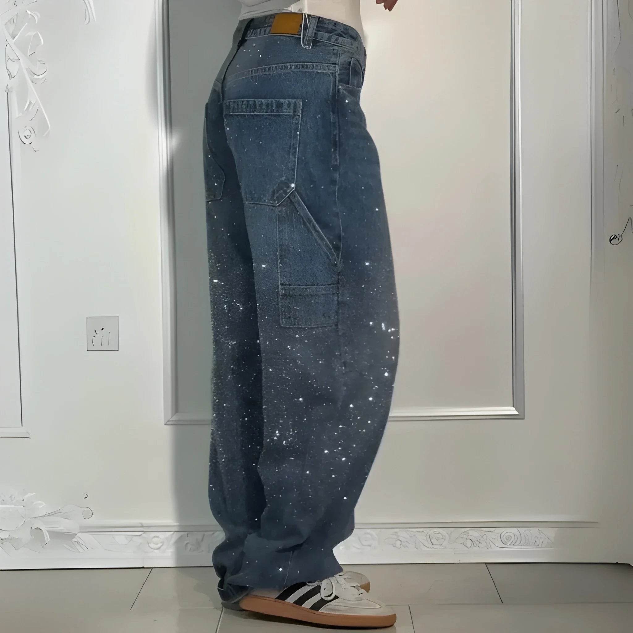 Women’s Rhinestone Harem Jeans – Trendy High Waist Street Style - MODISH X