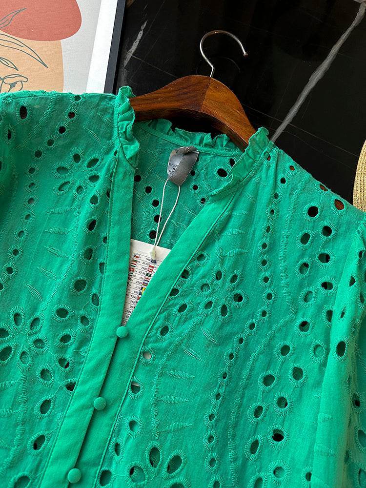 Women's Retro V-Neck Long Sleeve Shirt – Classic UK Style - MODISH X