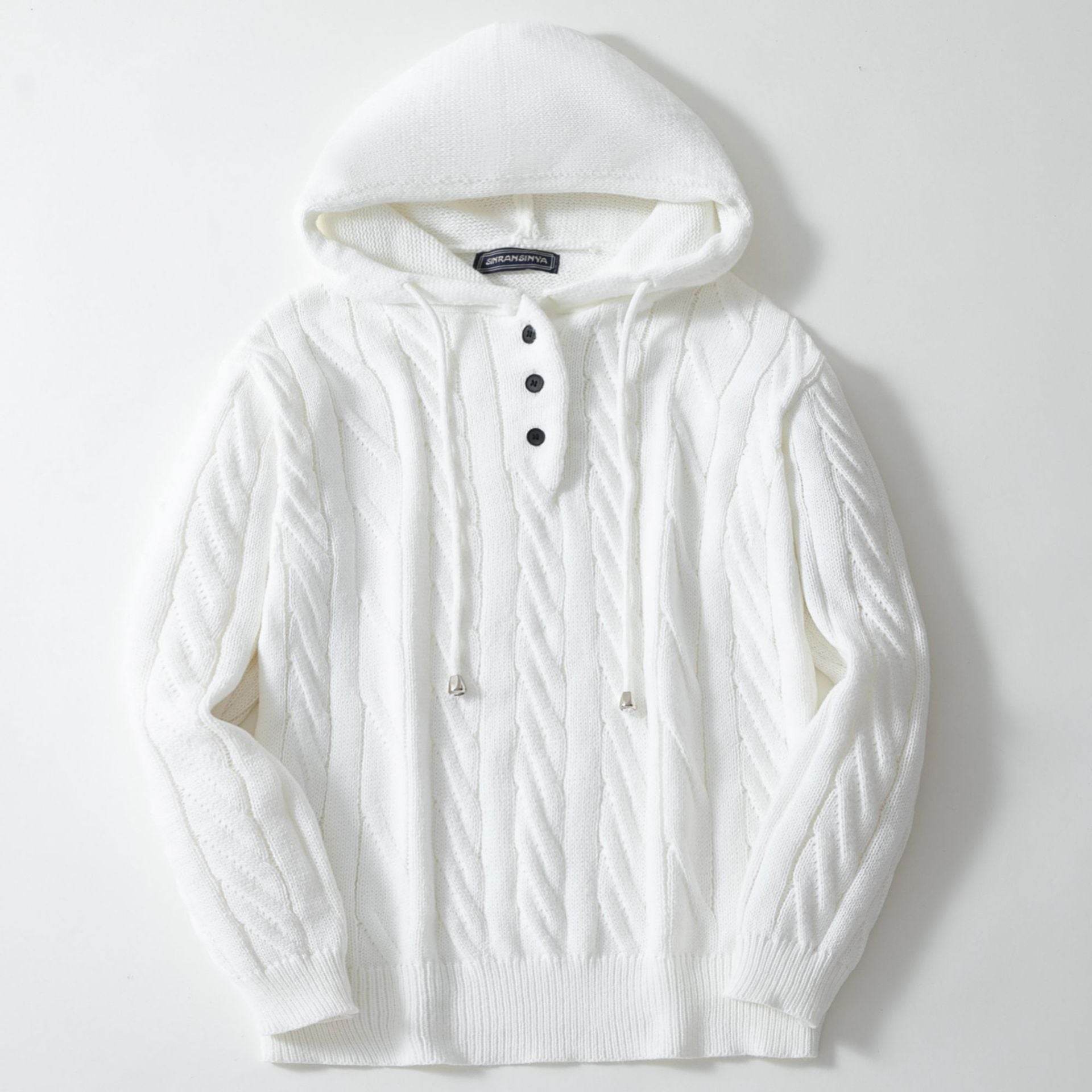 Men’s White Hoodie – Trendy Twisted Flower Pullover for Casual Comfort - MODISH X