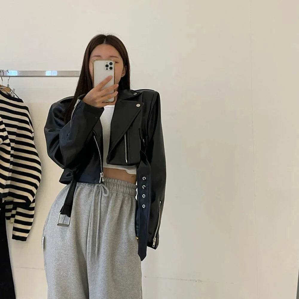 Women's Cropped Leather Jacket – Elegant, Stylish & Modern Fit - MODISH X