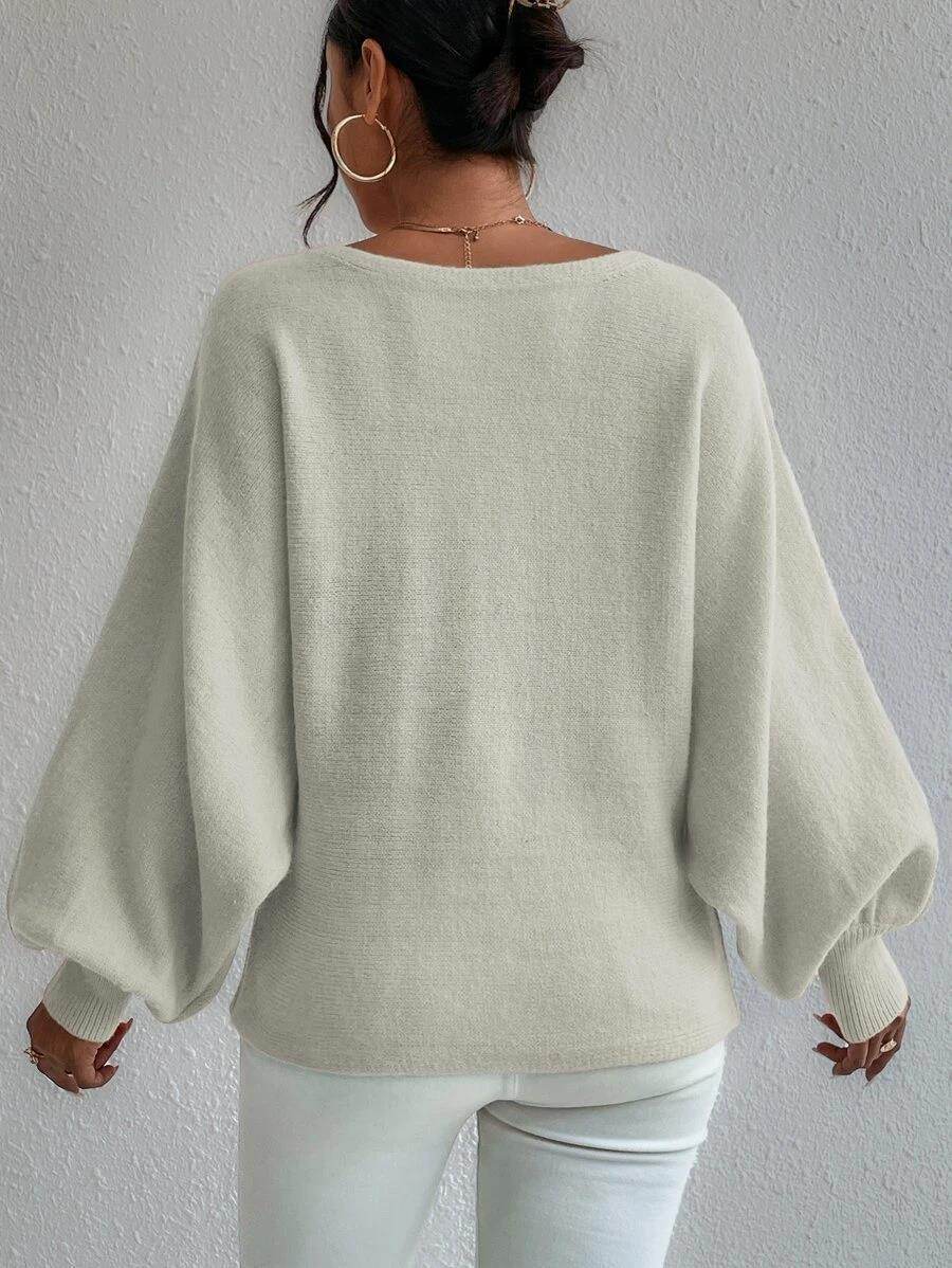 Women's Lantern Sleeve Pullover Sweater – Loose Fit Stylish Loose Fit - MODISH X