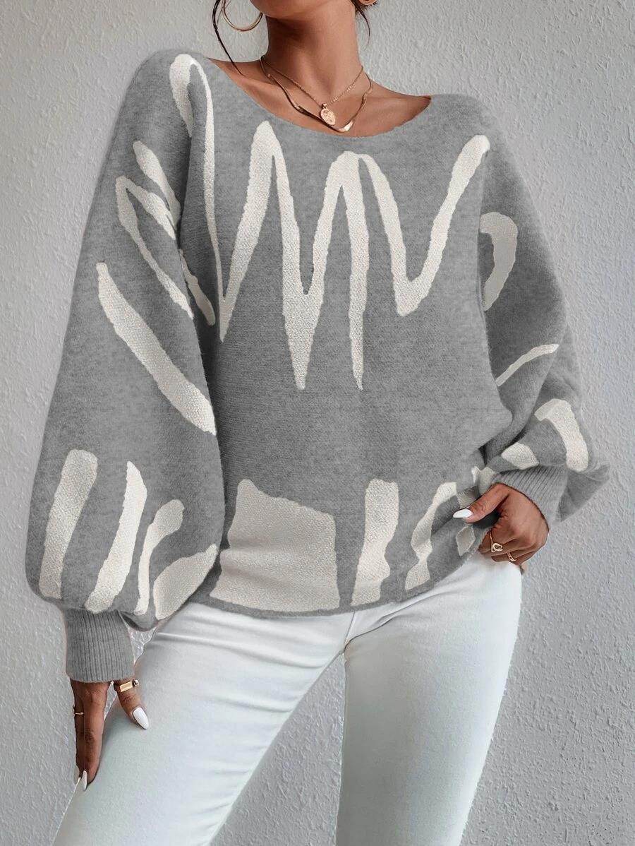 Women's Lantern Sleeve Pullover Sweater – Loose Fit Stylish Loose Fit - MODISH X