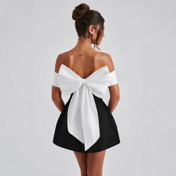 Women’s Off-Shoulder Contrast Dress – Slim-Fit, Chic & Eye-Catching - MODISH X