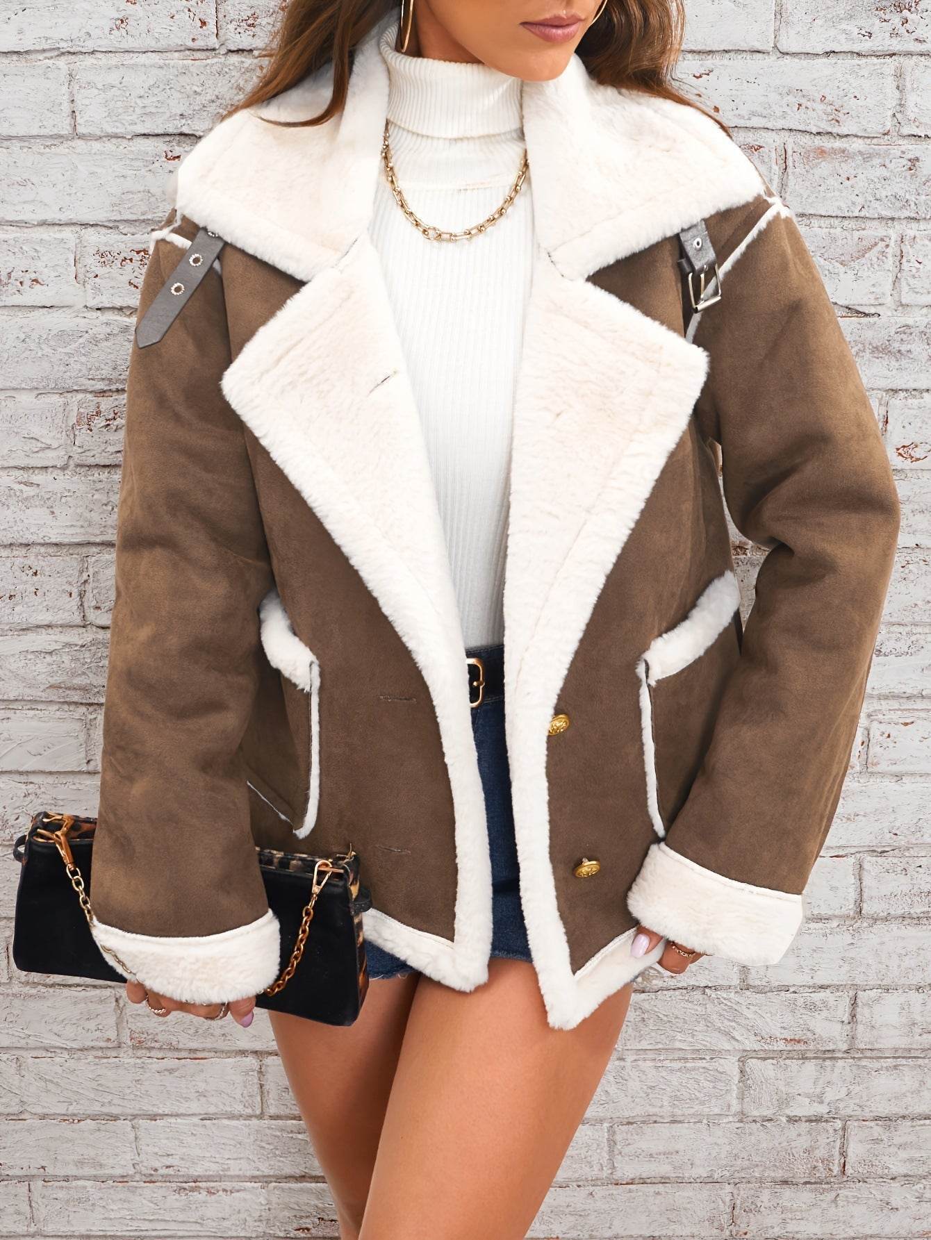 Women's Plush Polo Collar Jacket – Warm, Stylish & Casual Winter Wear - MODISH X