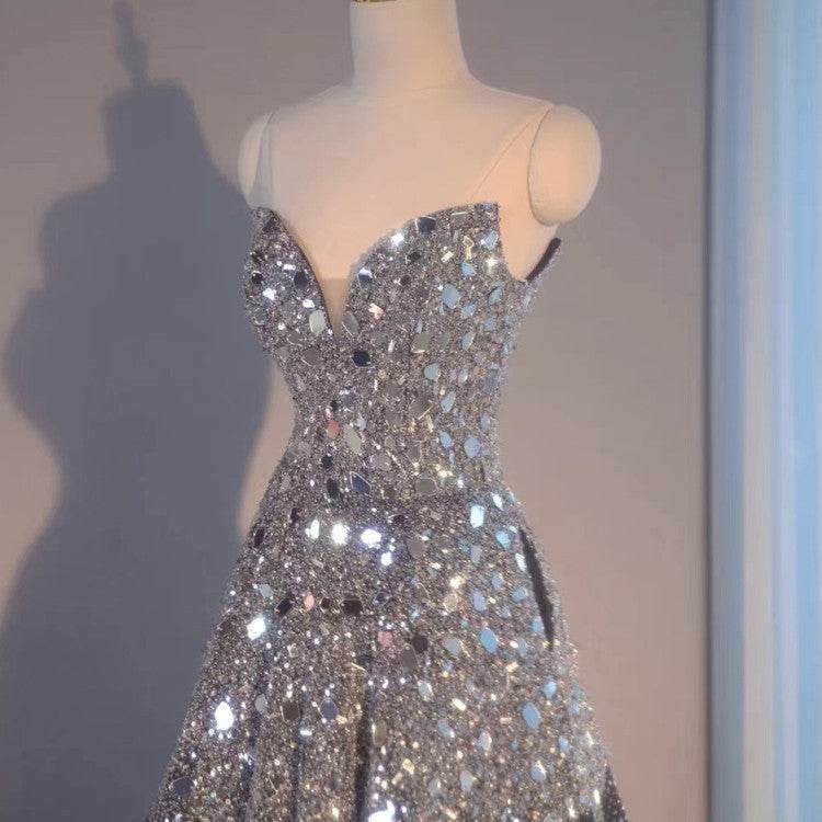 Women’s Dark Blue Sequin Evening Dress – Glamorous & Chic - MODISH X