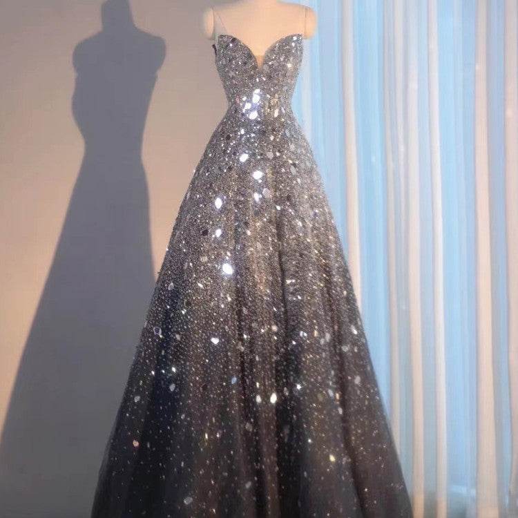 Women’s Dark Blue Sequin Evening Dress – Glamorous & Chic - MODISH X