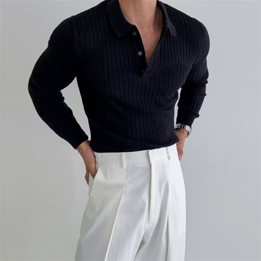 Men's Polo Shirt Shirts – Slim Fit Long Sleeve Casual Shirt