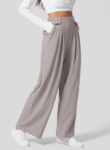 Women's Wide-Leg Elastic High-Waist Waffle Knit Pants – Stylish & Comfy