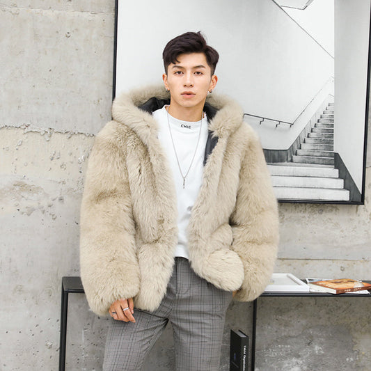 Luxury Real & Genuine Fox Fur Coat for Men