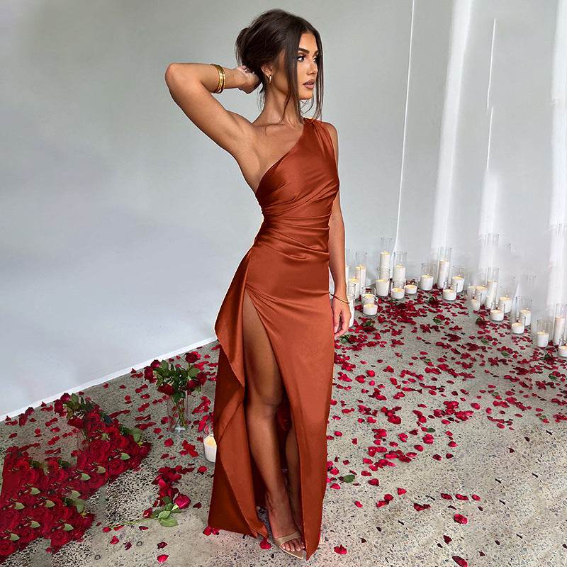 Women’s Sexy One-Shoulder Backless Slit Dress – Bold & Elegant - MODISH X