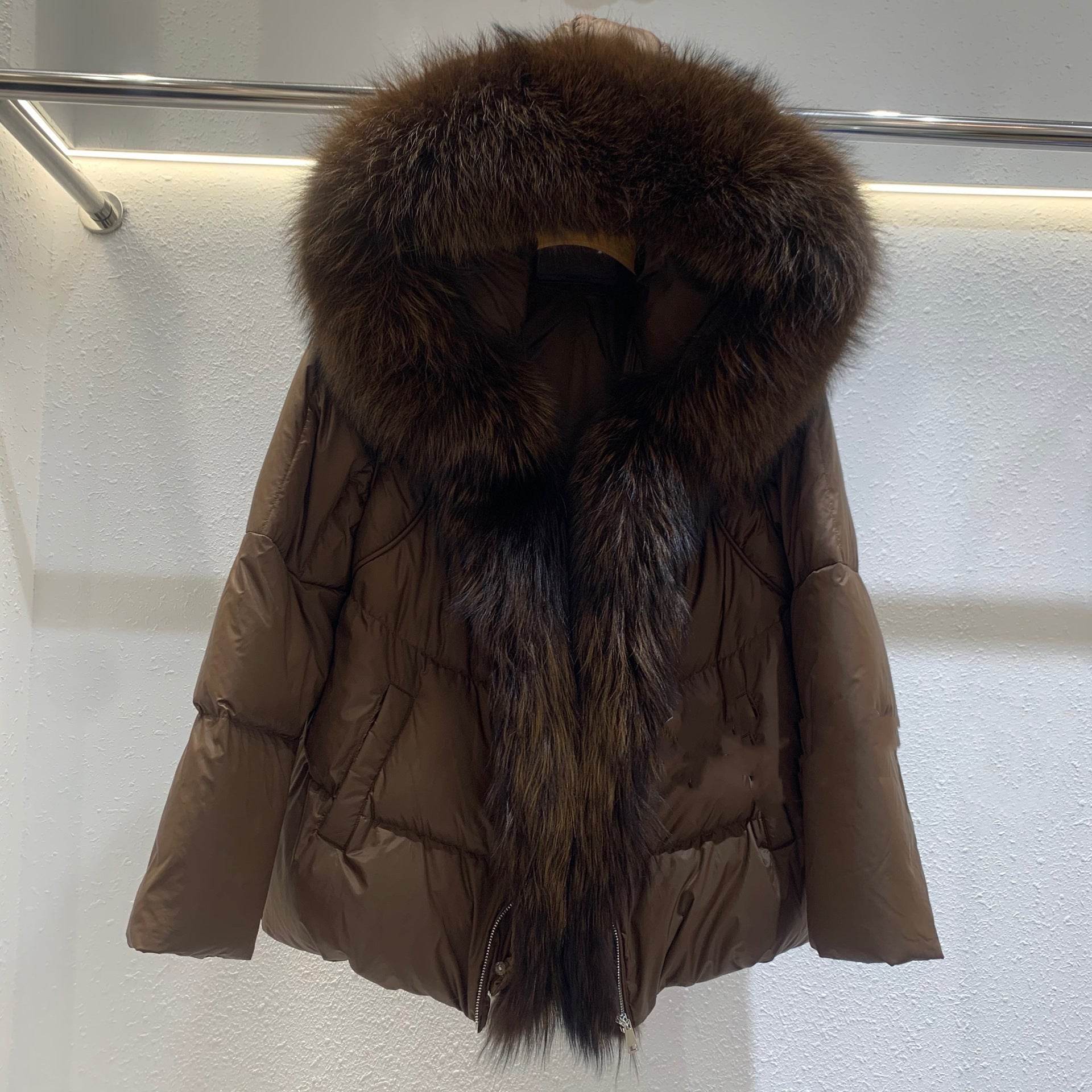 Women's Duck Down Jacket with Fox Fur Collar – Stylish & Warm Winter Coat - MODISH X