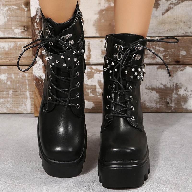 Women’s Round Toe Side Zipper Platform Boots – Stylish & Comfy - MODISH X