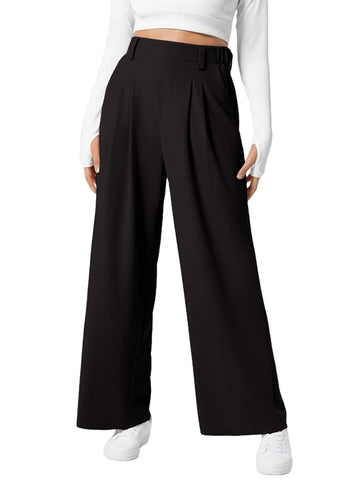 Women's Wide-Leg Elastic High-Waist Waffle Knit Pants – Stylish & Comfy