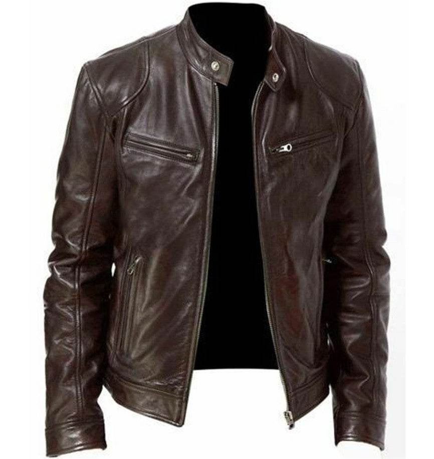 Men’s Fleece-Lined Leather Zipper Coat – Warm, Stylish, & Waterproof - MODISH X