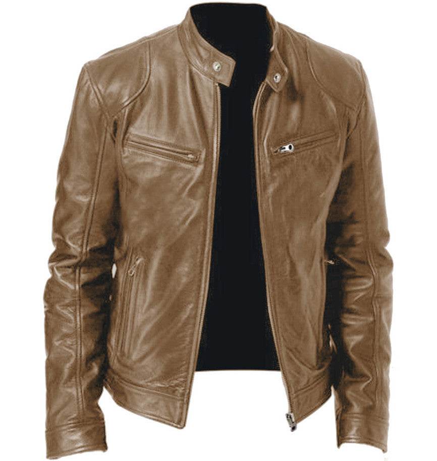 Men’s Fleece-Lined Leather Zipper Coat – Warm, Stylish, & Waterproof - MODISH X