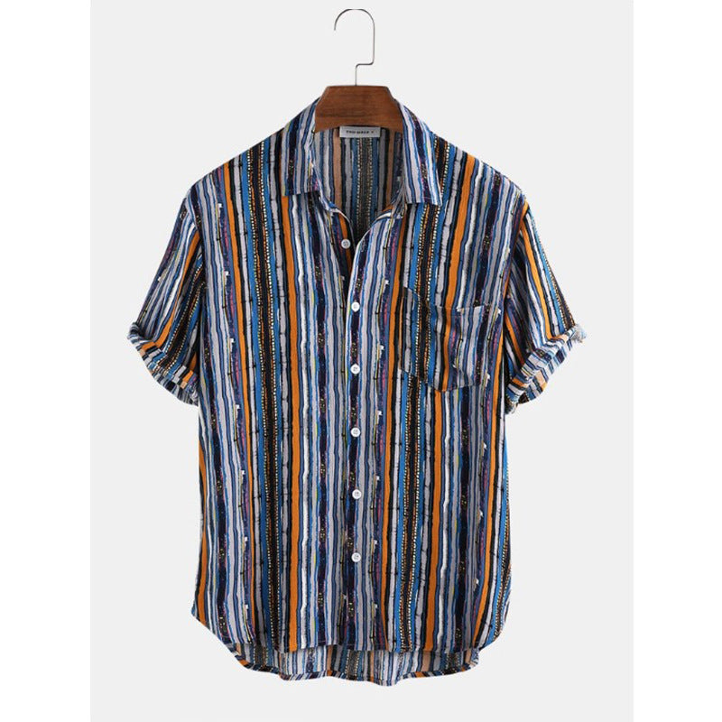 Men's Stripe Short Sleeve Beach Shirts – Stylish & Comfortable Wear