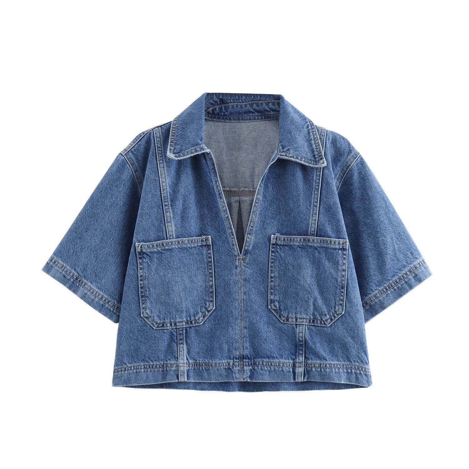 Women's Double-Breasted Denim Culottes Suit – Chic UK Style - MODISH X