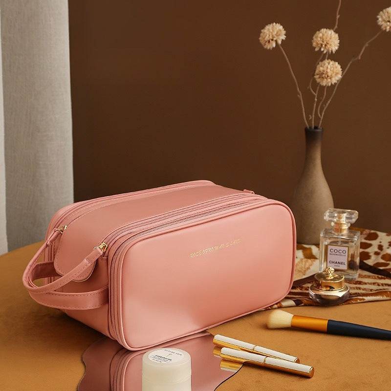 Women’s U-Shaped Triple-Layer Makeup Bag – High-Capacity PU Leather - MODISH X