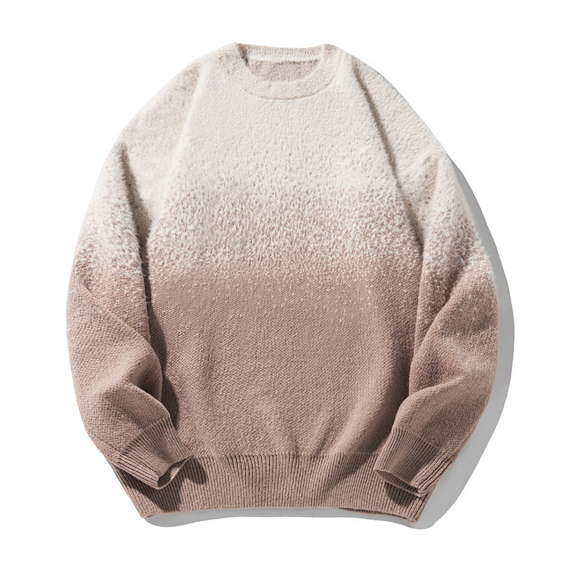 Men’s Knitted Gradient Sweater – Stylish Thermal Knitwear for Autumn