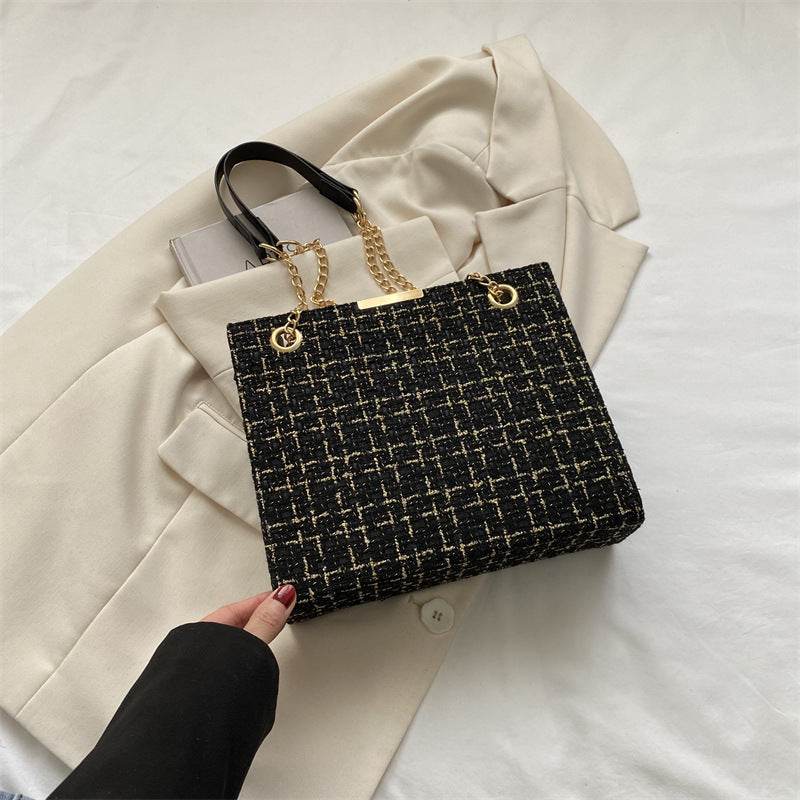 Women's Large Messenger Bag – Canvas Crossbody with Chain Strap - MODISH X