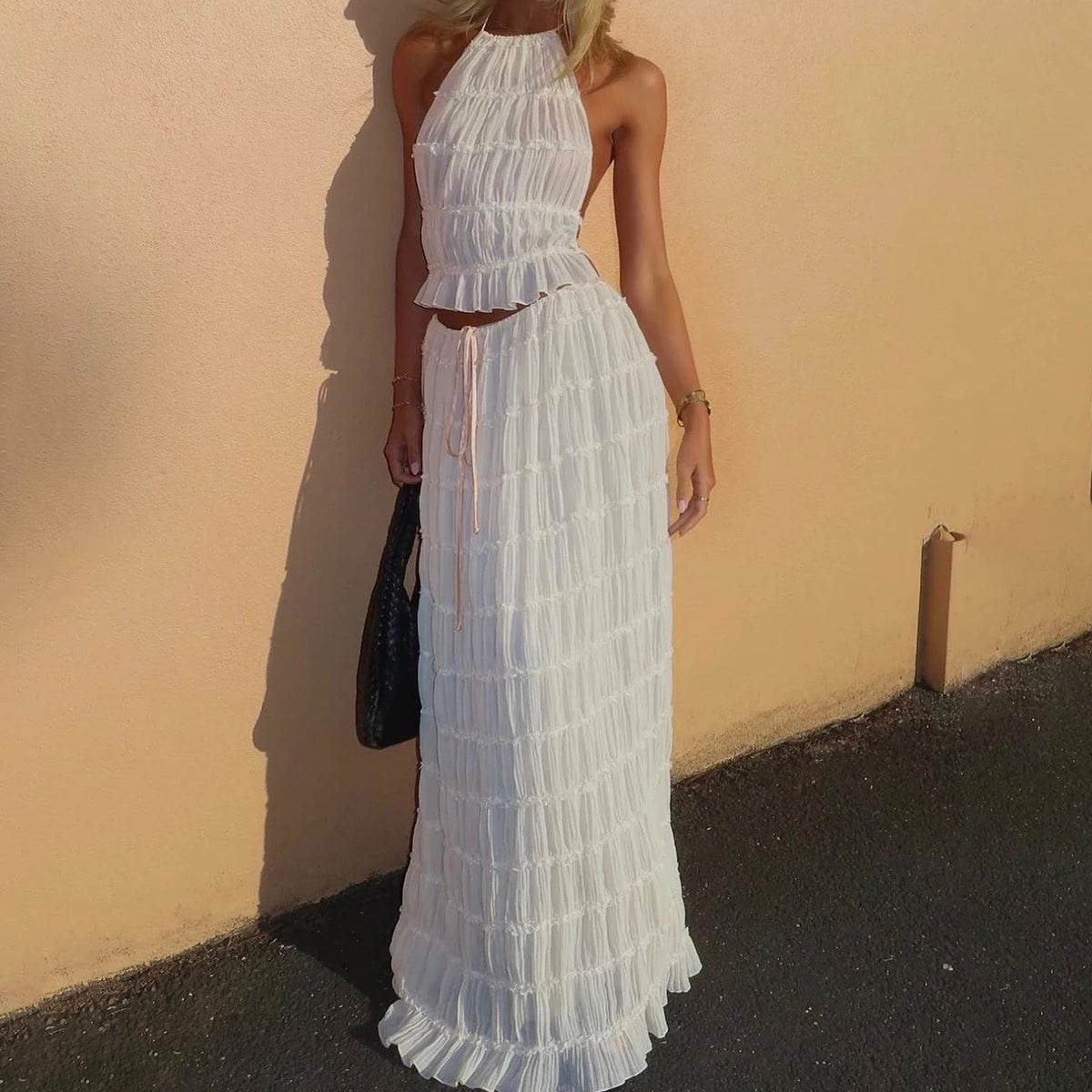 Women's Sexy Sleeveless Backless Dress Suit – Trendy Cropped Set - MODISH X