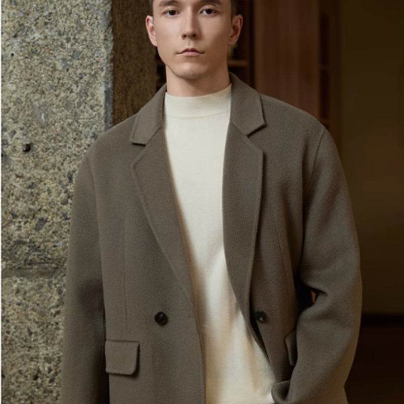 Premium Men’s Woolen Coat – Reversible Black Business Casual Jacket - MODISH X