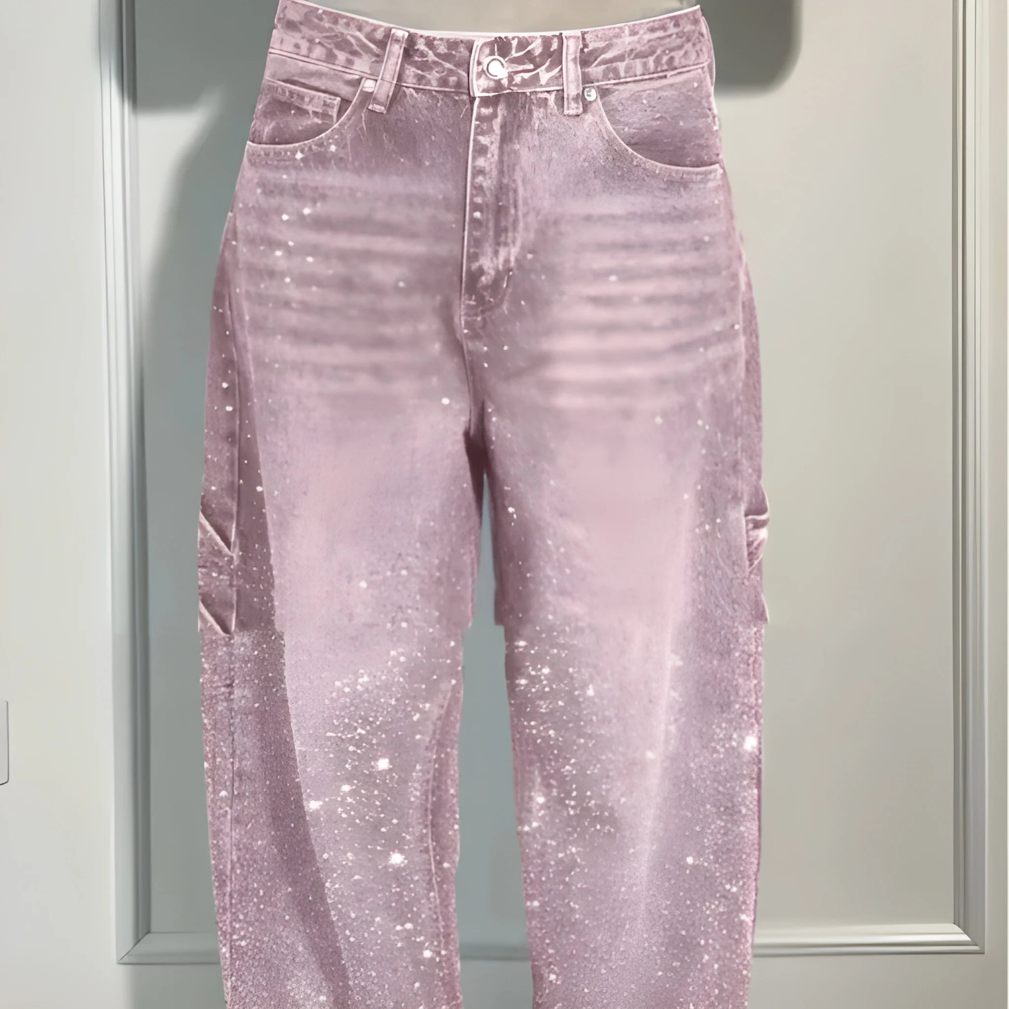 Women’s Rhinestone Harem Jeans – High Waist Wide-Leg Street Style UK