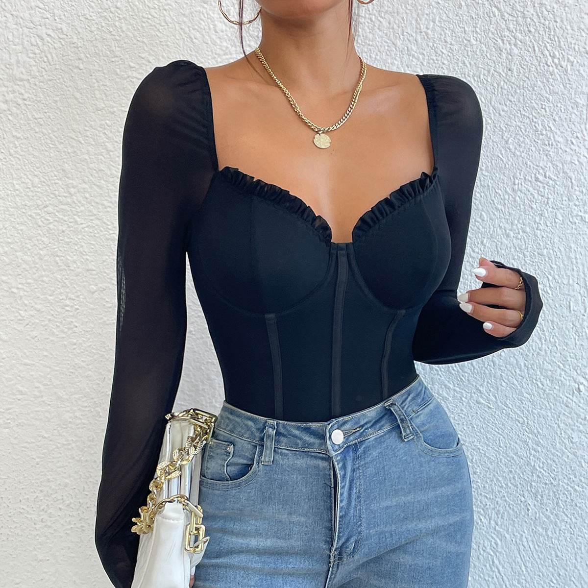 Women's Black Slim-fit Jumpsuit with Long Sleeves – Modish & Trendy - MODISH X