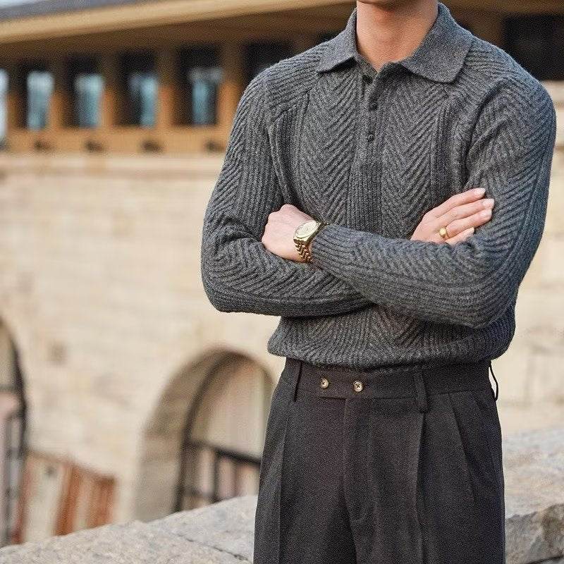 Men's Long Sleeve Cardigan Sweater – Slim Fit Knitted Pullover - MODISH X