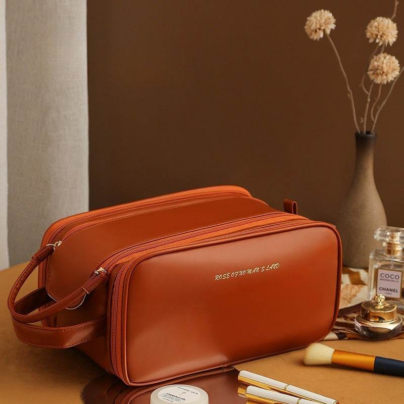 Women’s U-Shaped Triple-Layer Makeup Bag – High-Capacity PU Leather - MODISH X