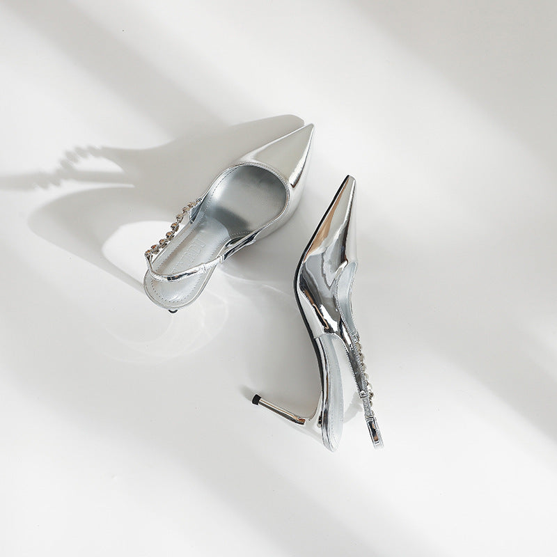 Women's Silver Stiletto Heels – Elegant High Heel Sandals