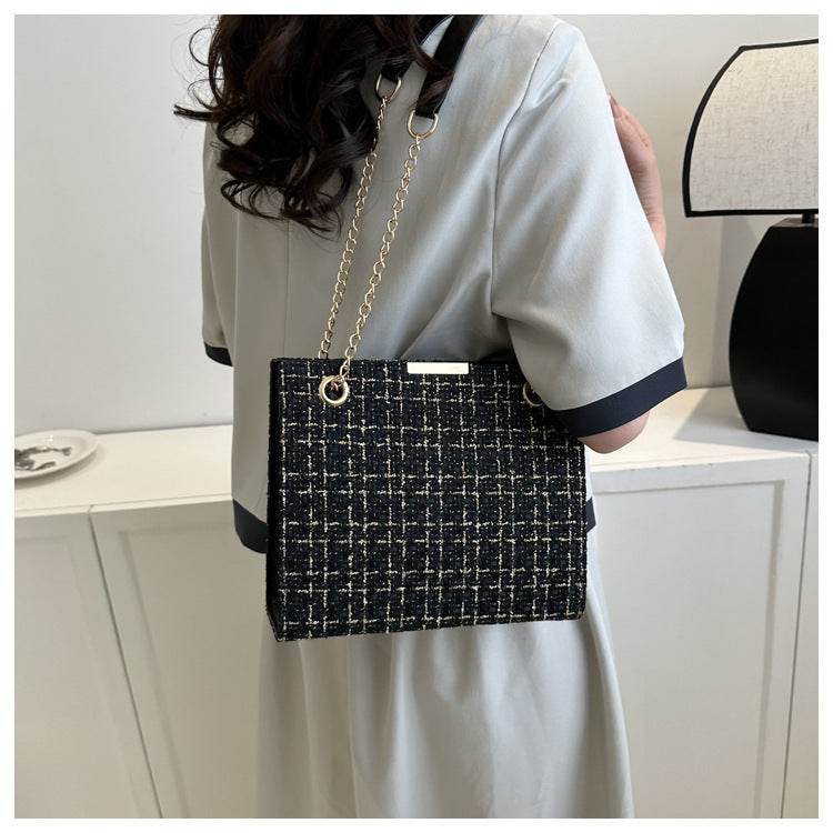 Women's Large Messenger Bag – Canvas Crossbody with Chain Strap - MODISH X