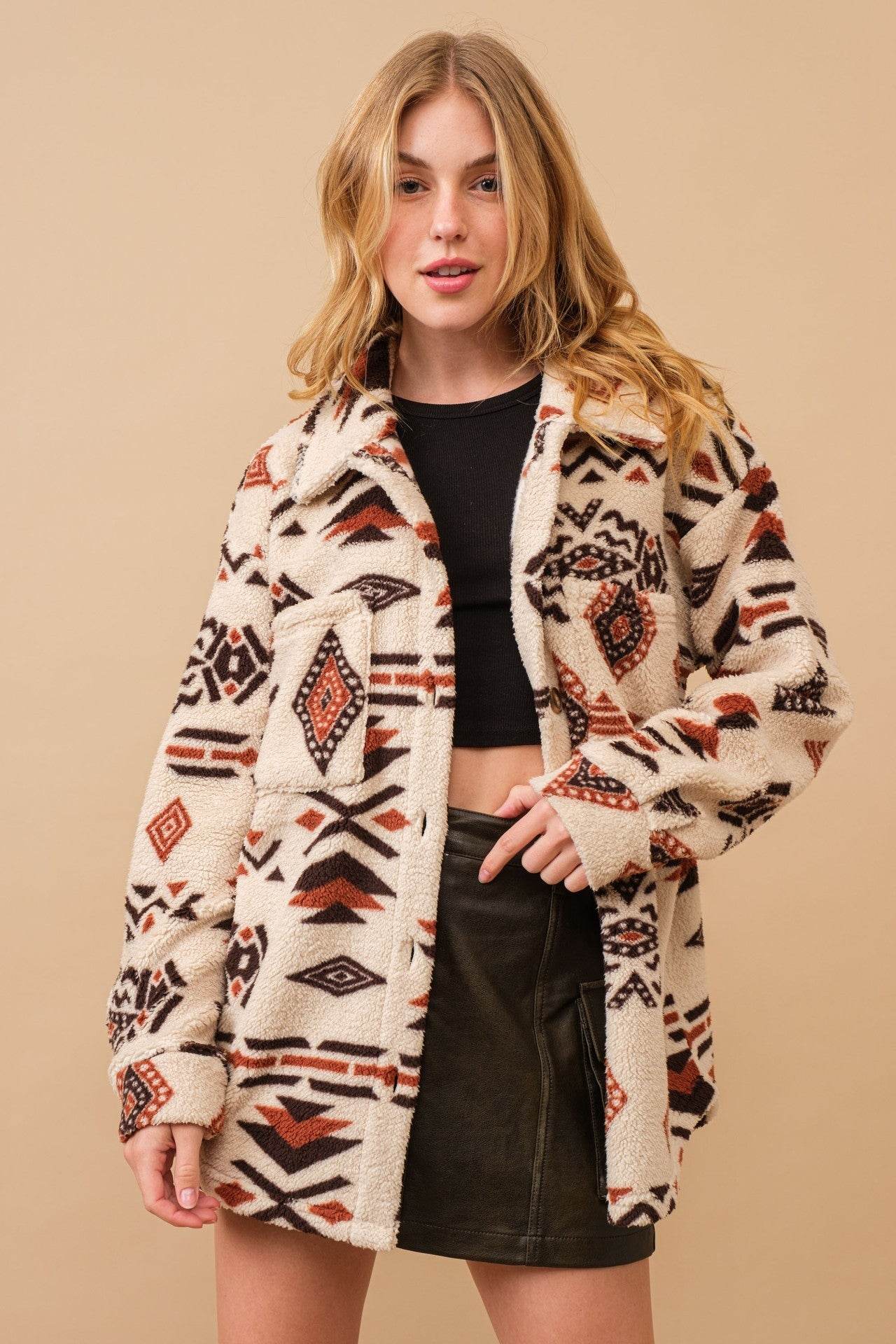 Women's Retro Plush Lapel Long-sleeved Jacket - MODISH X