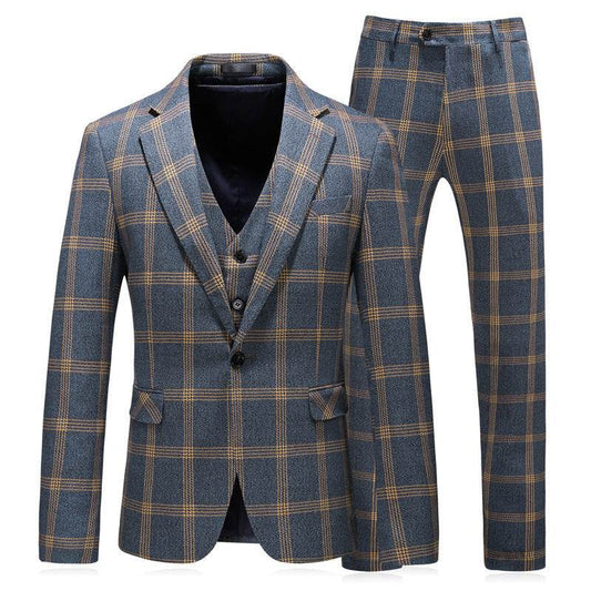 Stylish 3 Piece Suit for Men – Modish Blue Check Suit Dress - MODISH X
