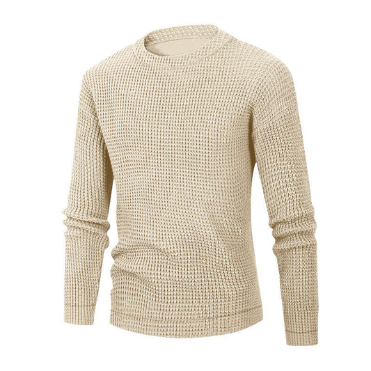 Men’s Waffle Knit Long Sleeve Sweater – Stylish & Comfortable