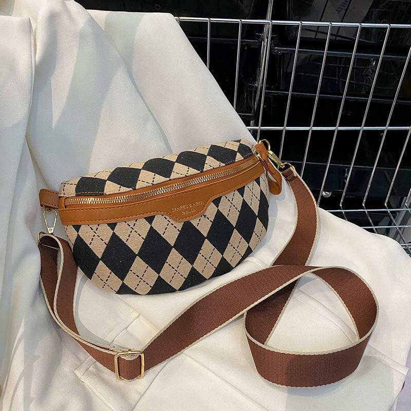 Women's Nylon Crossbody Bag – Rhombus Canvas Shoulder Design - MODISH X