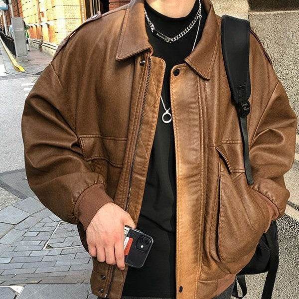 Men’s Biker Leather Jacket – Retro Style Coat with a Modern Edge - MODISH X